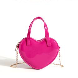 2022 New Candy Color Heart Shape Jelly Packet Fashion Children Handbag Silicone One Shoulder Across Pocket Wallet Cute Chain Bag