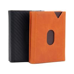 Custom Carbon Fiber Trifold Wallets For Men RFID, Genuine Leather Slim Mens Wallet With ID Window Front Pocket Wallet Gifts