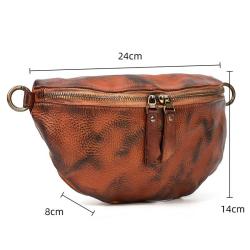 2024 Customized Vegetable Tanned Leather Fanny Pack For Women Vintage Waist Bag