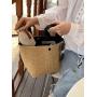 Eco-Friendly Straw Woven Handbag Custom Pattern with Letter Ladies Casual Summer Beach Tote Bag with Handles for Women