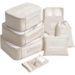 Gelory 7 Set Packing Cubes For Suitcases , Lightweight Travel Luggage Organizer With Shoe Bag & Laundry Bag