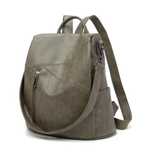 ZF282 PU Shoulder Bag Female New Korean Version Student Schoolbag Trend Solid Color Ladies Soft Leather Leisure Backpacks