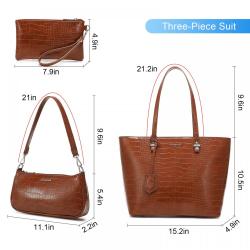 LOVEVOOK wholesale OEM ODM Custom Logo PU Leather women Tote bags 3 pcs Bags Set Purse and Handbags Women Ladies Hand Bags 2021
