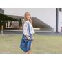 New Fashionable Denim Shopping Bag Neutral Men's and Women's Canvas Schoolbag with Two Handles for Make-Up and Art Leisure