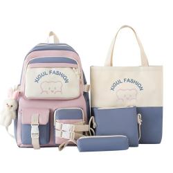 ZR842 SchoolBag Sets Girls Pupil Children Hot Selling Fashion Travel Canvas Little Bear Doll Cute College 4 Pcs Backpack Sets