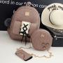 Women Fashion 3PCS Set Backpacks Pu Leather Student School Bags Designer Ladies Elegant Backpack For Girls