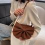 New Fashionable Retro Lady Bags Custom Bolsos Pure Color Ins Trend Shoulder Bag Zipper Simple Bow Pu Leather Underarm Bag
