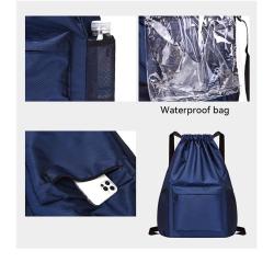 Unisex Solid Drawstring Gym Fitness Yoga Backpack Portable Foldable Casual Fitness Exercise Daypack with Multi Pocket
