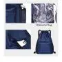 Unisex Solid Drawstring Gym Fitness Yoga Backpack Portable Foldable Casual Fitness Exercise Daypack with Multi Pocket