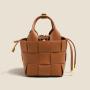2024 New Designer Weave Bucket Hand Bag Women Cowhide Leather Shoulder Bag Retro Style Ladies Handbags Crossbody 2 in 1 Sets
