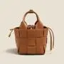 2024 New Designer Weave Bucket Hand Bag Women Cowhide Leather Shoulder Bag Retro Style Ladies Handbags Crossbody 2 in 1 Sets