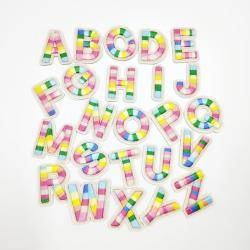 Fashion Cute Self-adhesive Varsity Alphabet Sew On Chenille Repair Embroidery Letter Patch Rainbow Letter Patches Custom Patches