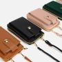 ZR864 Fashion Ladies Wallet Woman Bag Mobile Phone Bag Solid Color Leather Card Holder Wallet Messenger Shoulder Strap Bag