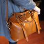 wholesale 2024 Vintage fashion travel Bag wax cowhide  boston tote bag Fashionable women's leather shoulder bags