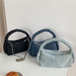 Denim Designer Shoulder Bags Braid Bag Wholesale Handbag Factory Inside Pocket Zipper Bag Ladies Women Fashion Handbags
