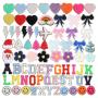 Keymay High Quality 5.5cm Height Gold Glitter Alphabet Varisty Letter Patches Self Adhesive Patch Chenille Letter Patches
