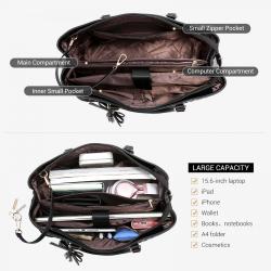 LOVEVOOK Women's PU Leather Tote Bag Large Capacity Laptop Tote Office Shoulder Handbag Vintage Briefcase Hand Bag for Women