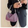 HR326 Popular Bright Diamond Small Pillow Type Bag Luxury Ladies New Dinner Party Clutch Bag Women's Trendy Chain Crossbody Bag