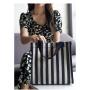 China factory custom high quality portable canvas shopping handbag striped tote bag