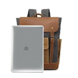 Wholesale large Oil Wax Canvas Leather Retro Backpack waterproof sport high quality travel school bags for men laptop backpack