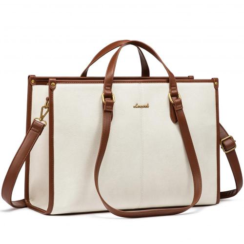 LOVEVOOK 2024 Hot Sale Vintage Leather Computer Bag Business Handbag Large Capacity Laptop Tote Work Bags Laptop Bag for Women