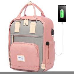 LOVEVOOK new waterproof 14 15.6 17 Vintage Bags with USB pink Cute College Backpack Waterproof Laptop Bookbags school backpacks