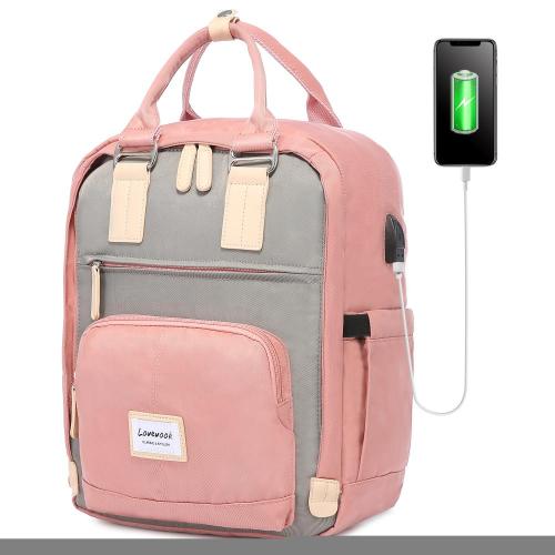 LOVEVOOK new waterproof 14 15.6 17 Vintage Bags with USB pink Cute College Backpack Waterproof Laptop Bookbags school backpacks