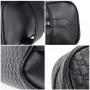 Custom Weaving Leather Cosmetic Bag Black Men's Toiletry Bag Large Travel Dopp Kit