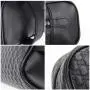 Custom Weaving Leather Cosmetic Bag Black Men's Toiletry Bag Large Travel Dopp Kit