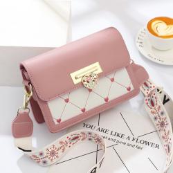 New Fashion Woman Bag Custom Letter Pure Color Small Square Bag With Lock Cover Contrasting Color Single Shoulder Bag