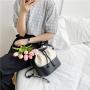 Bag female  2021 summer Korean edition fashion trend skew cross bag personality spliced canvas hand-held bucket bag