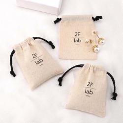 Custom Logo Printed Muslin Drawstring Comb Mirror Bag Organic Cotton Gift Jewelry Storage Pouch