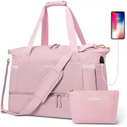 KBW500 Gym Bag for Women Sports Travel Duffel Bag with USB Charging Port Weekender Overnight Bag with Wet Pocket