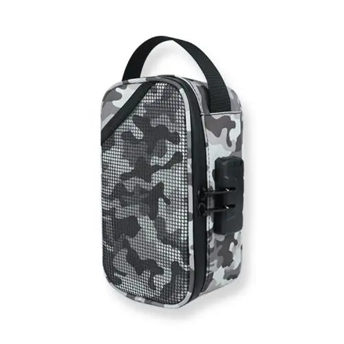 Camouflage Stash bag with Carbon Fiber Odor Proof Container Lock Smell Proof Case