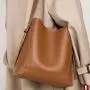 Women's niche high-end new cowhide bucket bag with large capacity single shoulder crossbody bag