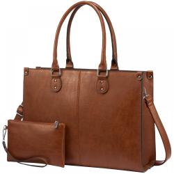 LOVEVOOK 2024 Hot Sale Vintage Leather Computer Bag Business Handbag Large Capacity Laptop Tote Work Bags Laptop Bag for Women