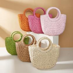 New straw woven bag diagonal beach bag shoulder bag