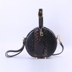 Custom Classical Round Shape Designer Luxury Women Genuine Snake Skin Leather Crossbody Bag Handbag For Women Famous Brands