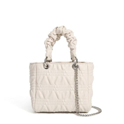 Gentle Niche Design Women'S Bag Fashion Pleated Commuting Solid Color Handbag With Chain Texture Single Shoulder Crossbody Bag