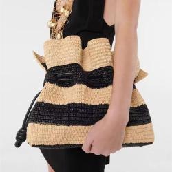 Fashion large capacity paper straw bags ladies shoulder bags handbags summer stripe straw beach bag for women