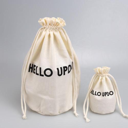 Round Bottom Custom Logo Printed Cotton Linen Gift Candle Makeup Packing Bag Natural Muslin Drawstring Dust Bag