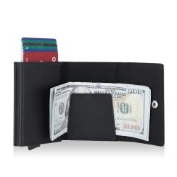 Customized Leather Aluminum Holder Card Holder Men Pop Up Wallet