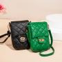 Embroidered mobile phone bag 2024 ladies crossbody bags female diamond lattice embroidery women's shoulder bag