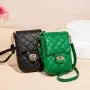 Embroidered mobile phone bag 2024 ladies crossbody bags female diamond lattice embroidery women's shoulder bag