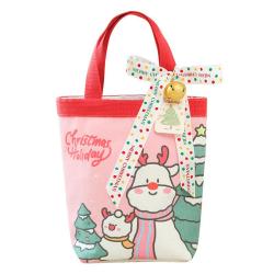 ZR648 Christmas Decorations Linen Cartoon Lovely Santa Claus Elk Tote Bags Small Gifts Children Present Handbag Bag Candy Gifts