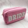 Factory Hot Small Cosmetic Bag Nylon Pearl Towel Embroidery Letter Travel Cosmetic Pouch Makeup Tote Bag For Purse Daily