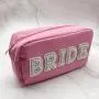 Factory Hot Small Cosmetic Bag Nylon Pearl Towel Embroidery Letter Travel Cosmetic Pouch Makeup Tote Bag For Purse Daily