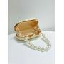 New Arrival Wrinkle Clutch Bag Handbag Party Bride Wedding Purse Apricot Pleated Pearl Chain Satin evening bag 2024 For Women