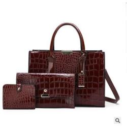 CCF111 Luxury Vintage Ladies Crocodile Pattern Shoulder Bags PU leather 3pc In One Ladies Handbag Set Messenger Bags For Women