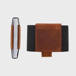 Wholesale Minimalist Leather Mini Wallet Ultra Slim Card Holder Vintage Elastic Ribbon Pocket Wallet
